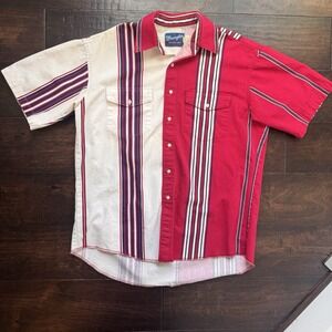 Vintage wrangler Brushpopper Button Up Shirt Red And White Size Large